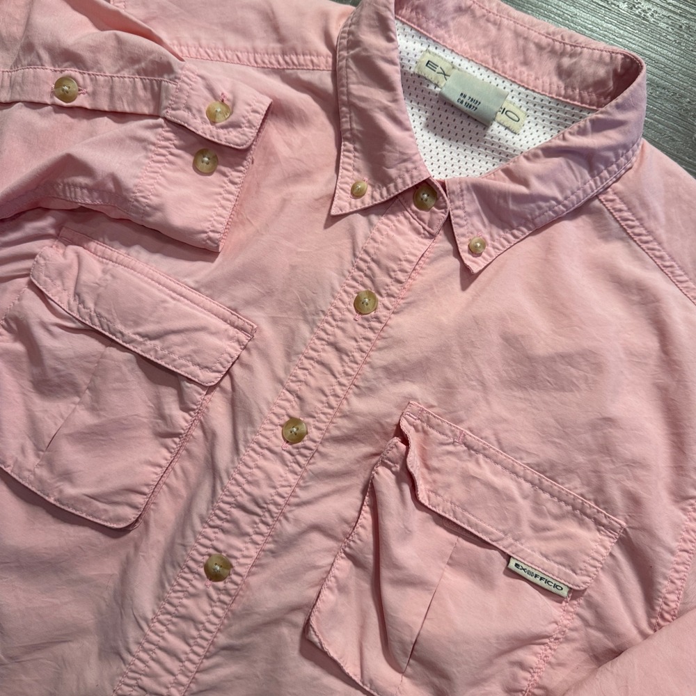 ExOfficio Shirt Womens S Pink Nylon Fishing Outdoor Performance Travel Vented